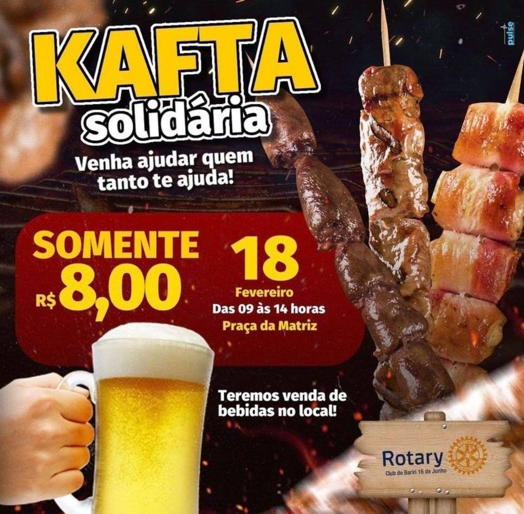 O Rotary Club de Bariri 16 de Junho realizou hoje, dia 18 de fevereiro, a venda de espetinhos de cafta na cidade.