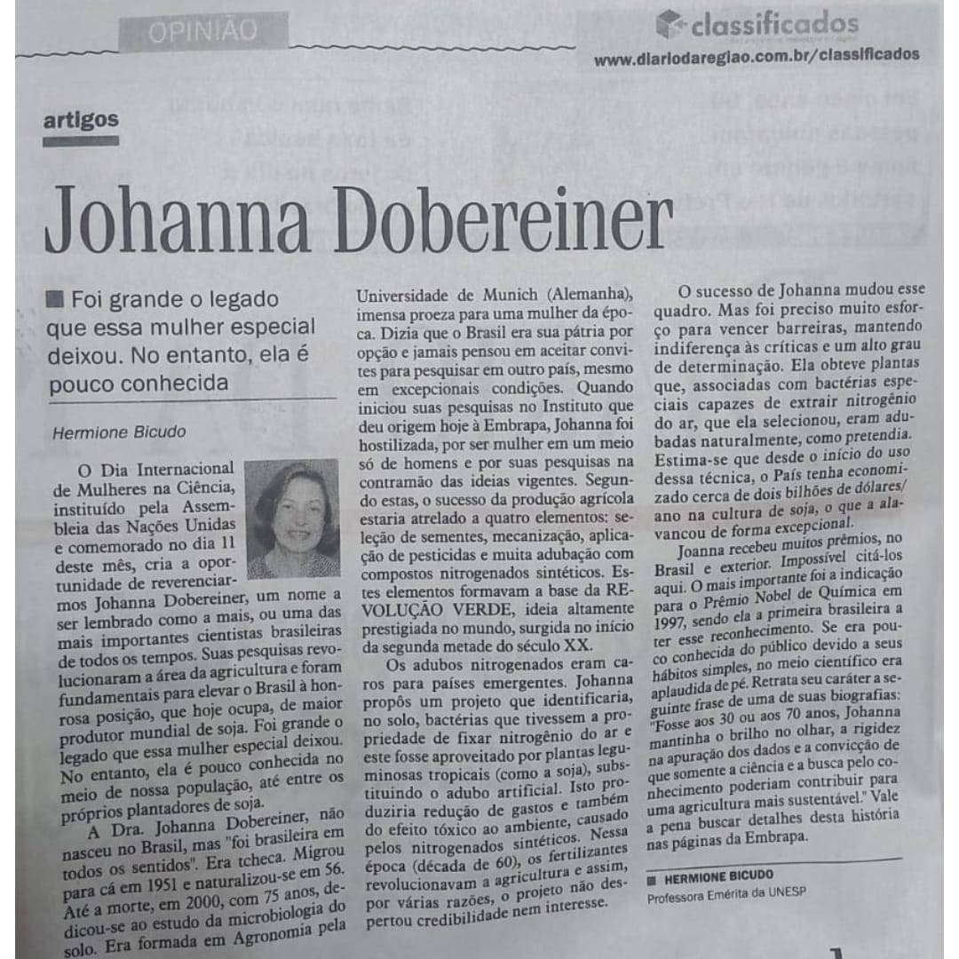 Rotary Club de São José do Rio Preto parabeniza a companheira Hermione pela crônica no "Diário da Região" do dia 23/02/2023