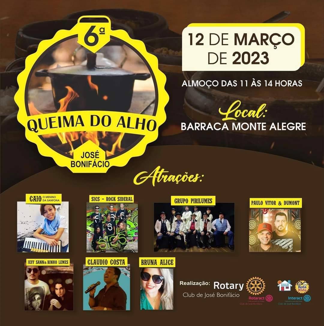 Vem aí a 6° Queima do Alho do Rotary Club de José Bonifácio