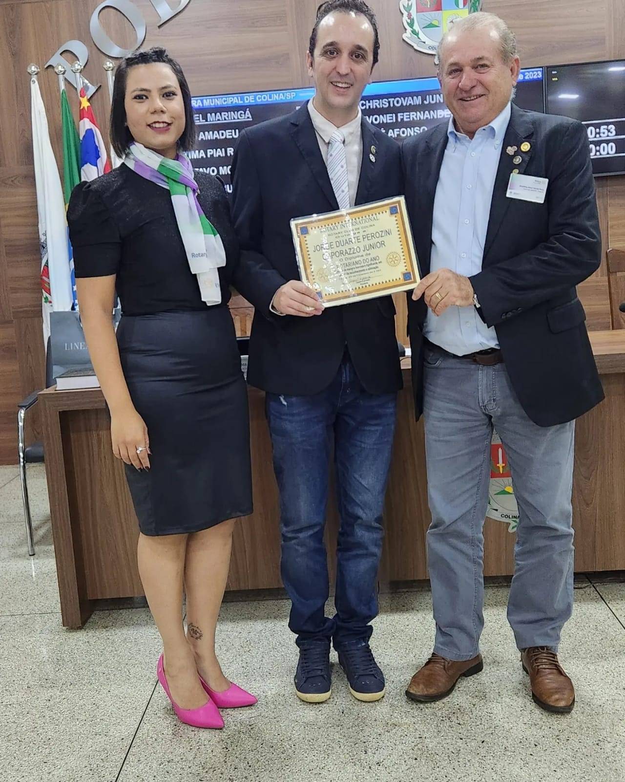 Rotary Club de Colina comemora 66 anos de fundação e o centenário do Rotary no Brasil e homenageia Jorge Caporazzo Junior na Camara Municipal da cidade