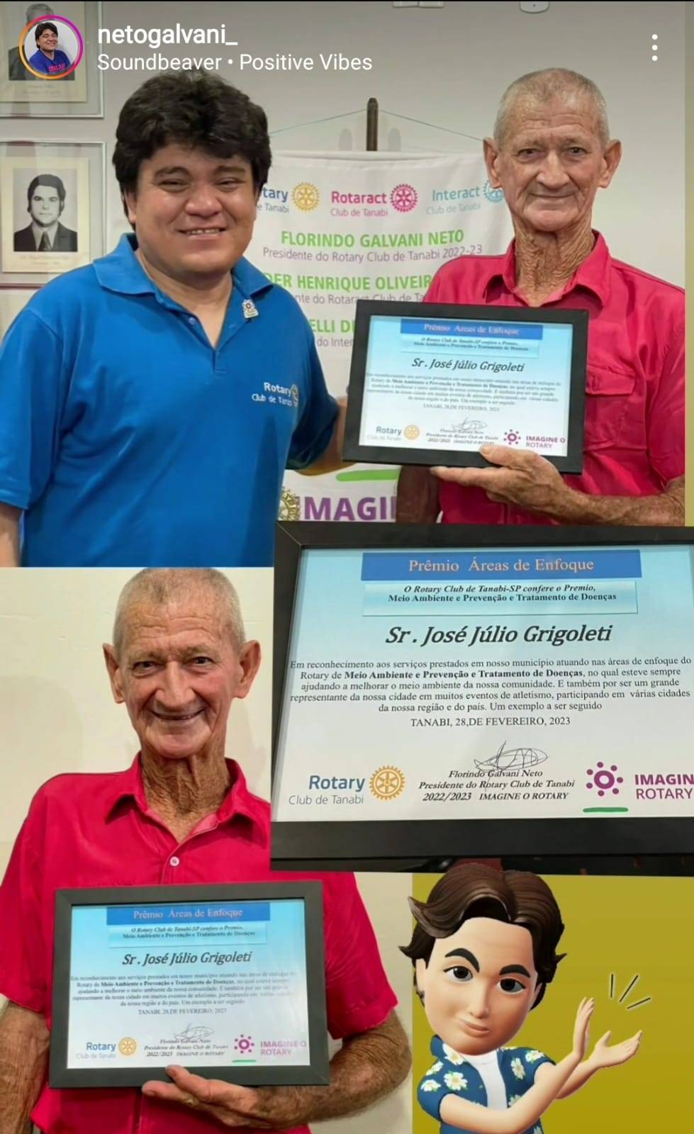 Rotary Club de Tanabi homenageia o Sr. José Júlio Grigoleti