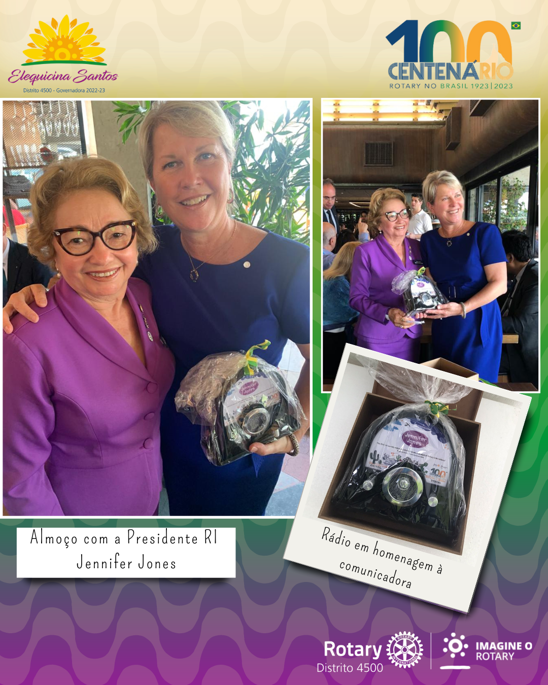 Entrega de rádio à Presidente RI Jennifer Jones