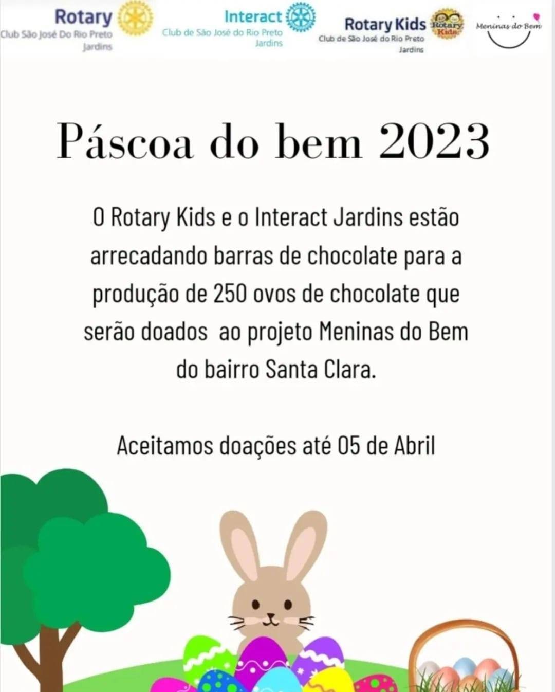 Rotary Kids Jardins e Interact Jardins realizam projeto Páscoa do Bem.