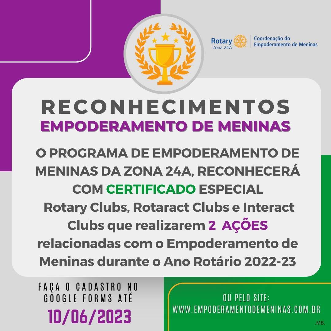 INFORMAÇÕES IMPORTANTES ✓ EMPODERAMENTO DE MENINAS ZONA 24A