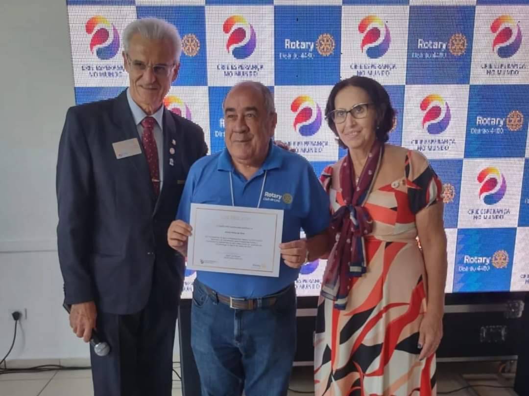 Anízio Alves da Silva, como Gov. Assistente do Grupo 2, recebeu certificado de agradecimento do Gov. Eleito do Distrito 4.480 para o ano rotário 2023-2024 - José Luiz Pavam