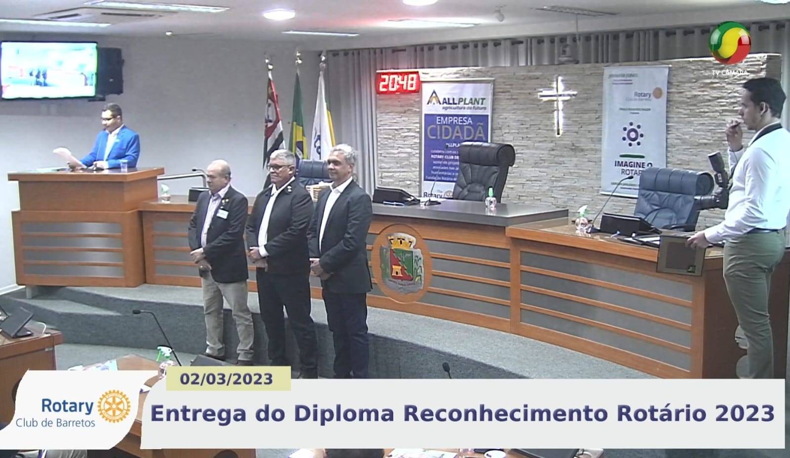7 Diploma Reconhecimento Rotário promovido pelo Rotary Club de Barretos em 2 de março de 2023.