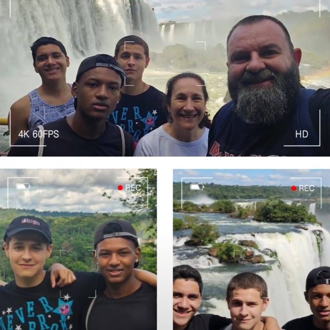 No último fim de semana, o casal hospedeiro Alessandro e Ceci Caprio, junto com seu filho Micael, levaram seus filhos intercambistas Daniel (EUA) e Juan Camilo (Colômbia) para um passeio nas famosas Cataratas do Iguaçu