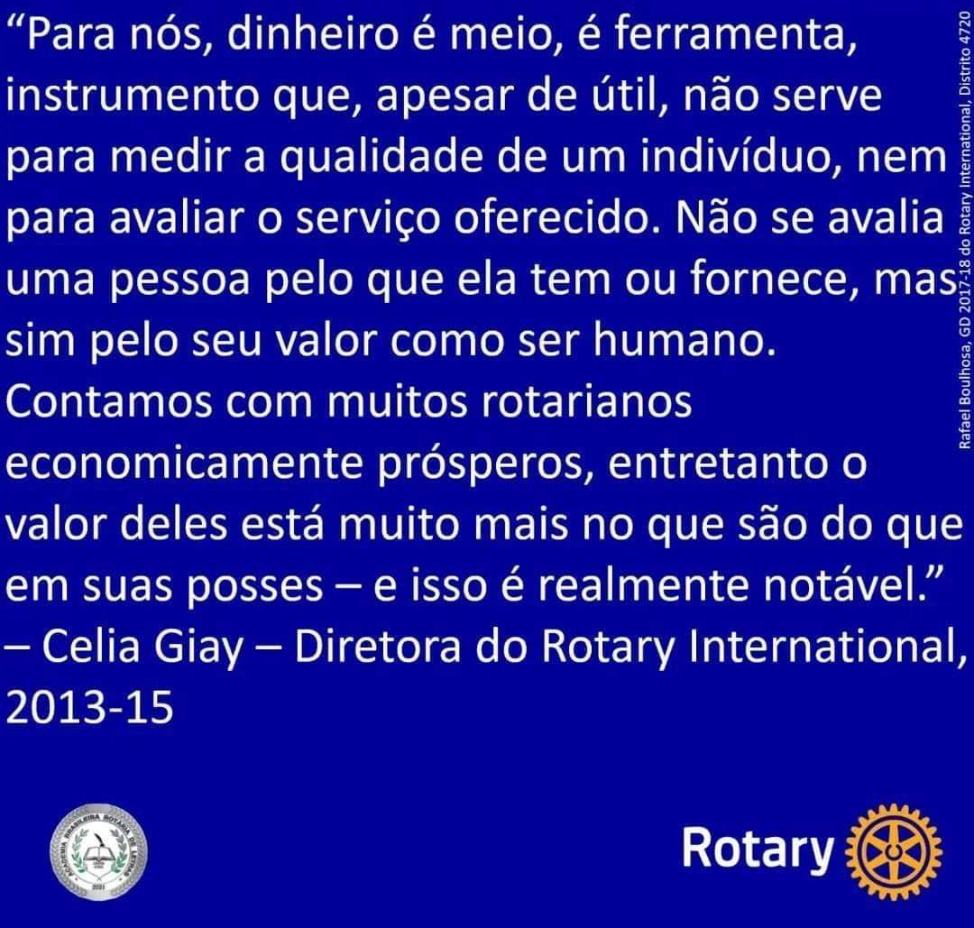 Mensagem de Celia Giay - Diretora do Rotary internacional 2013 - 2015