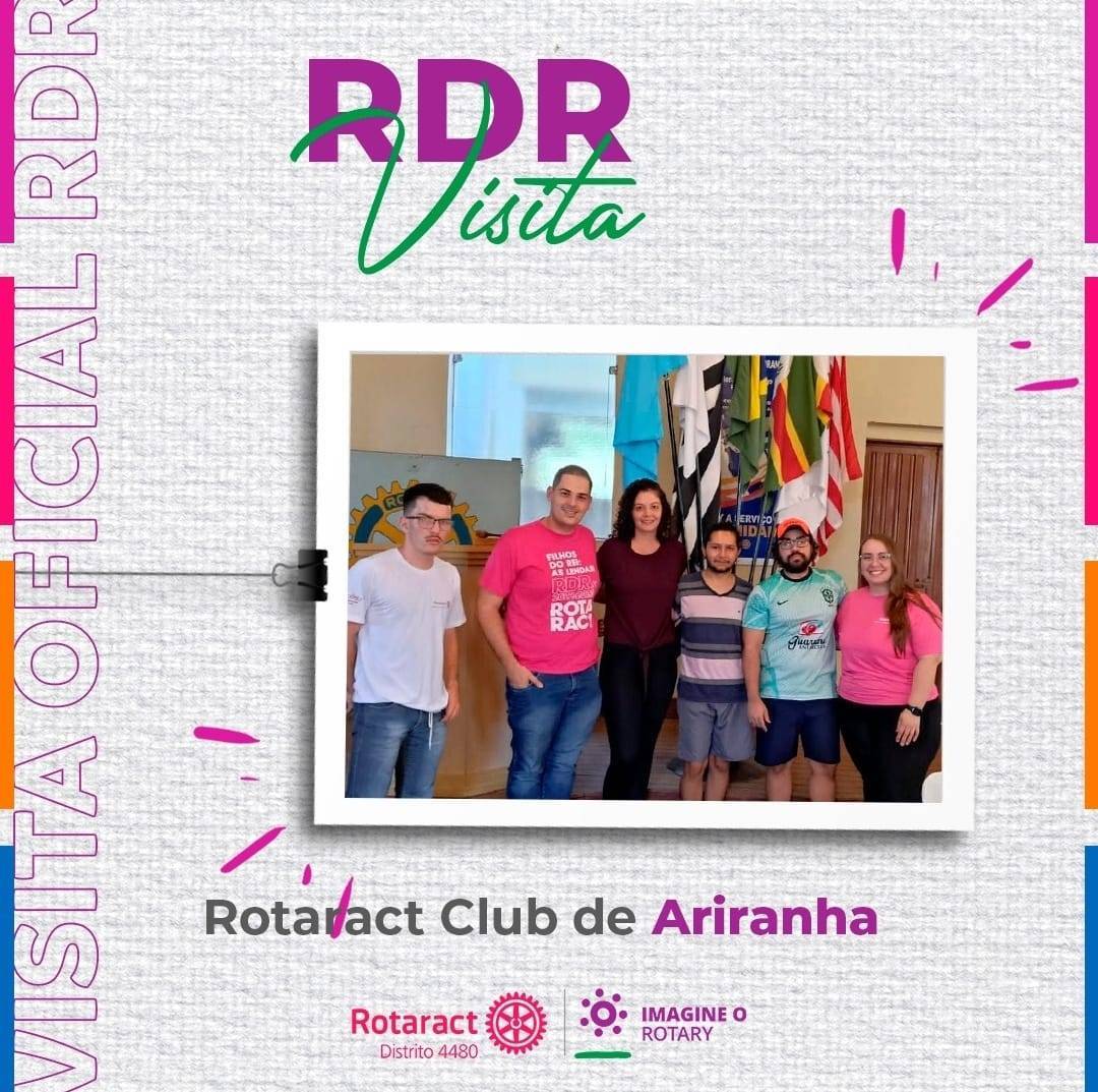 Nosso casal RDR e a equipe distrital agradecem a recepção e o carinho de vocês! 💜 - O clube visitado foi o Rotaract Club de Ariranha!