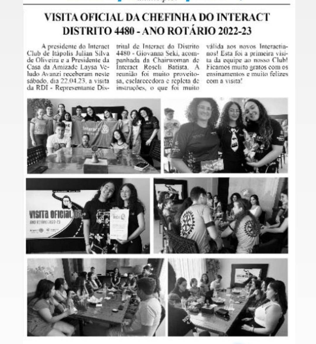 A visita da nossa "Chefinha" foi destaque em jornal na cidade de Itápolis