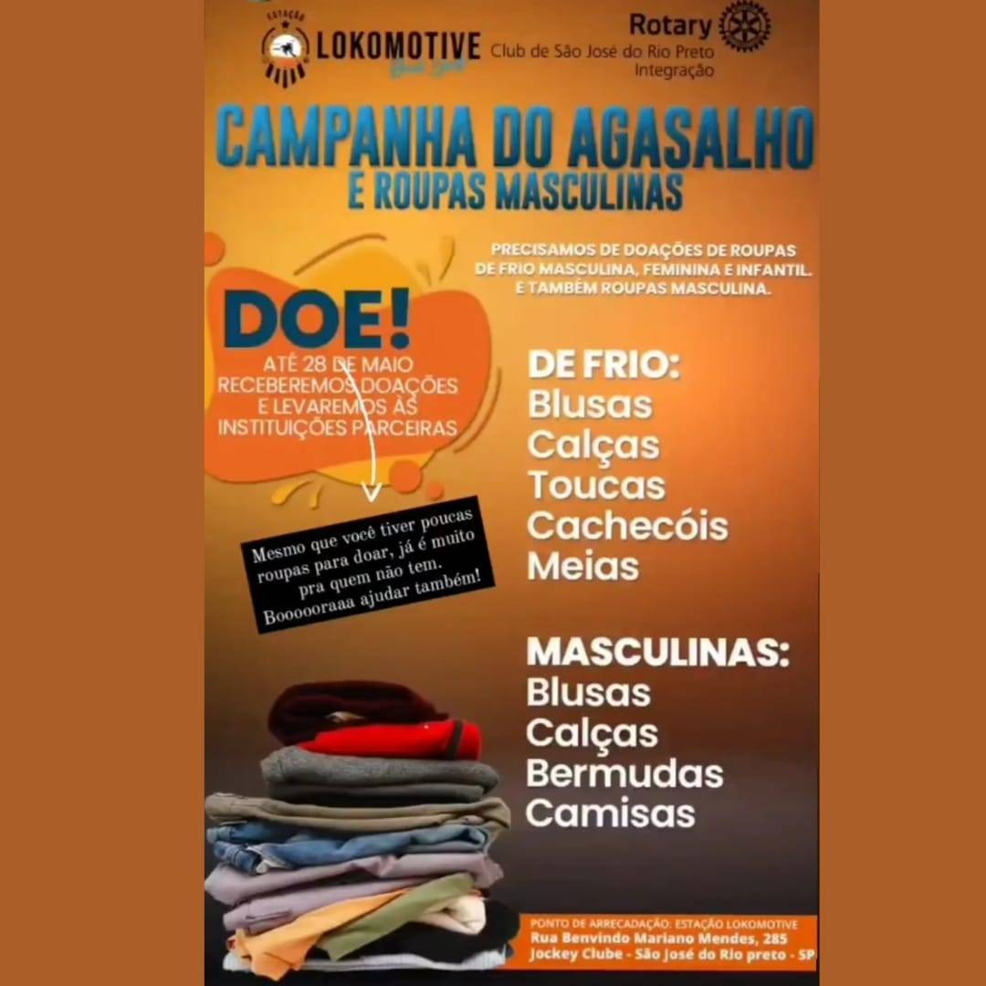 Campanha do Agasalho e Roupas Masculinas - Rotary São José do Rio Preto integração.