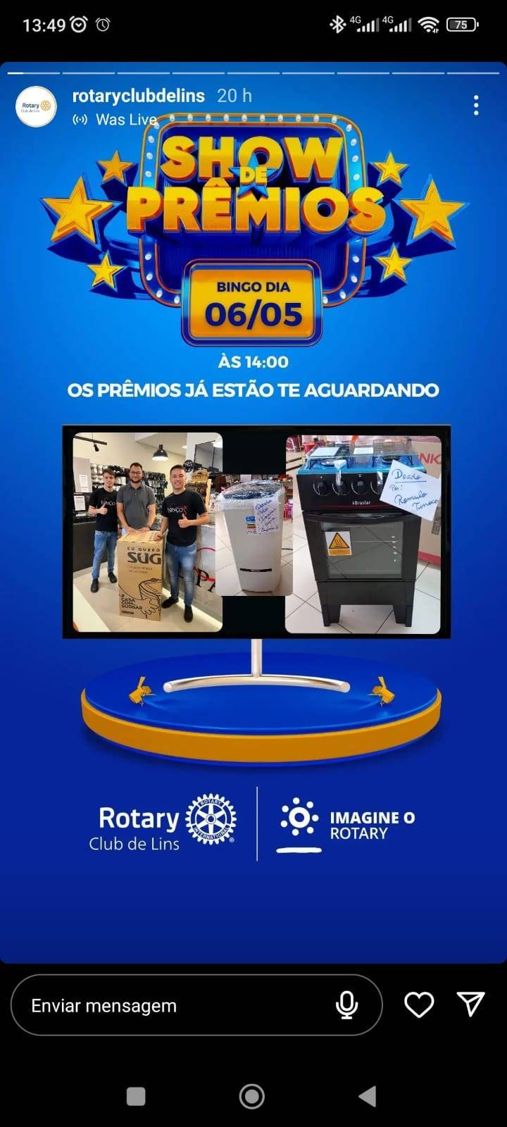 É amanhã pessoal!  Ação entre amigos do Rotary Club de Lins.