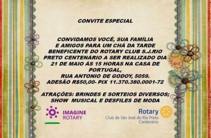 Chá da Tarde Beneficente do Rotary Club de S. J. Rio Preto Centenário