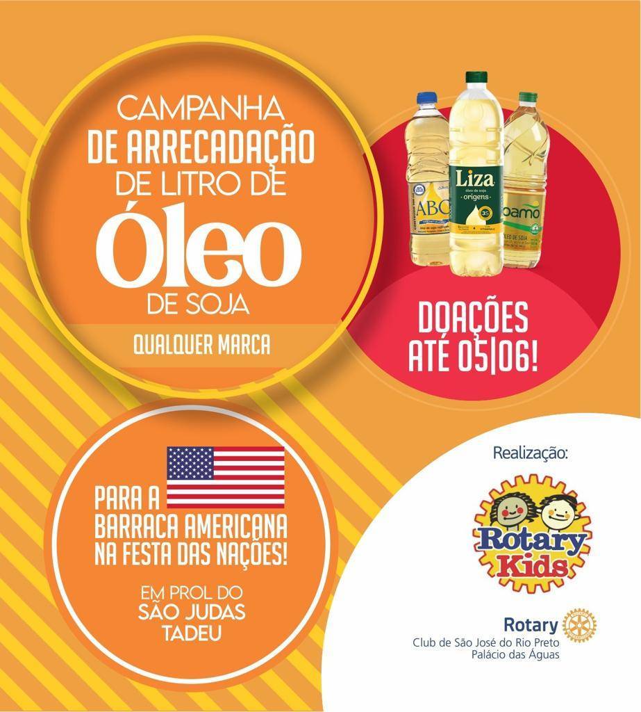 Rotary Kids de SJRP faz campanha de arrecadação de litro de óleo.