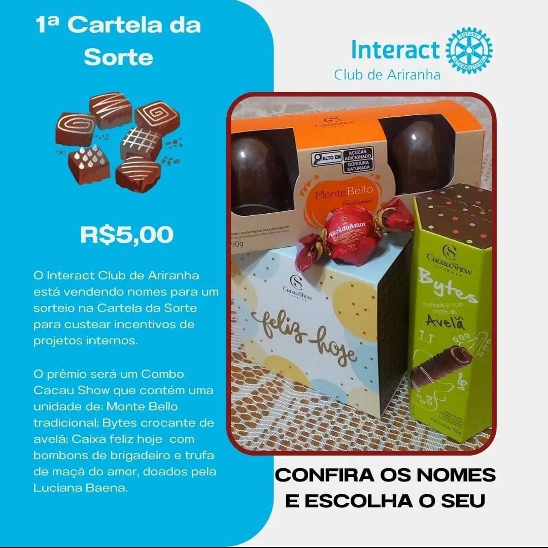 1ª Cartela da Sorte do Interact de Ariranha.