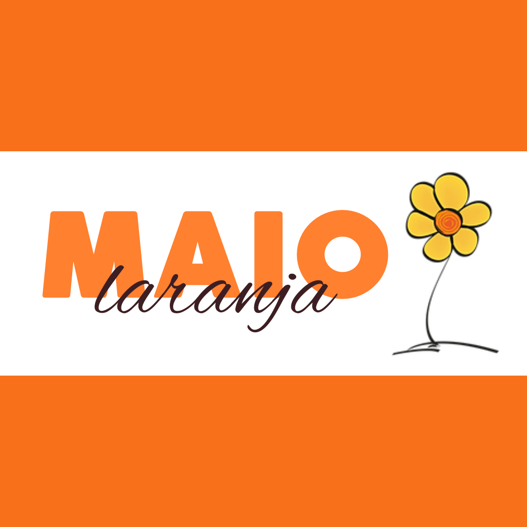 O símbolo da "Flor" representa a campanha "Maio Laranja"