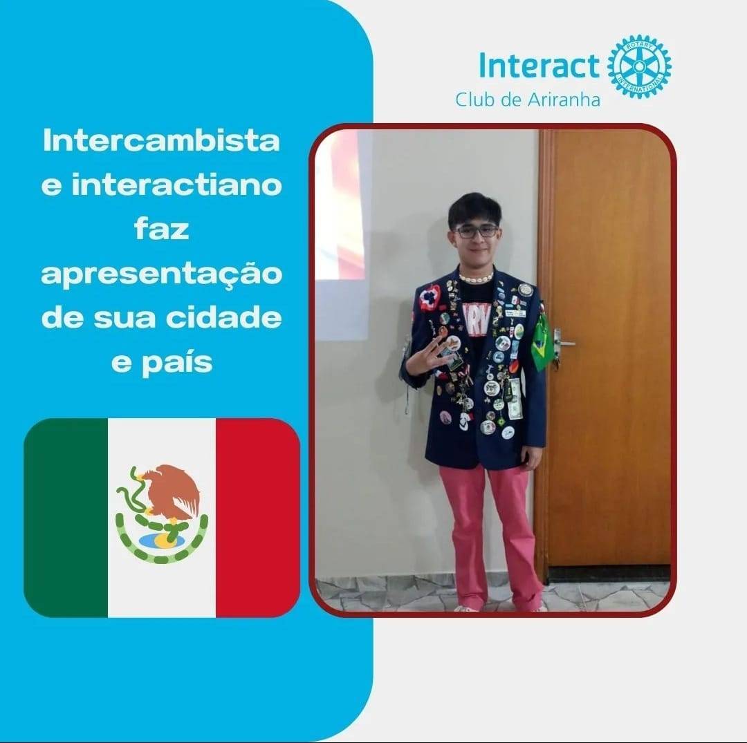 Apresentação de Intercambista em reunião no Interact de Ariranha.