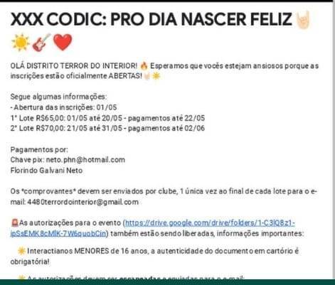 Convite do pres. Rotary Club de Tanabi.