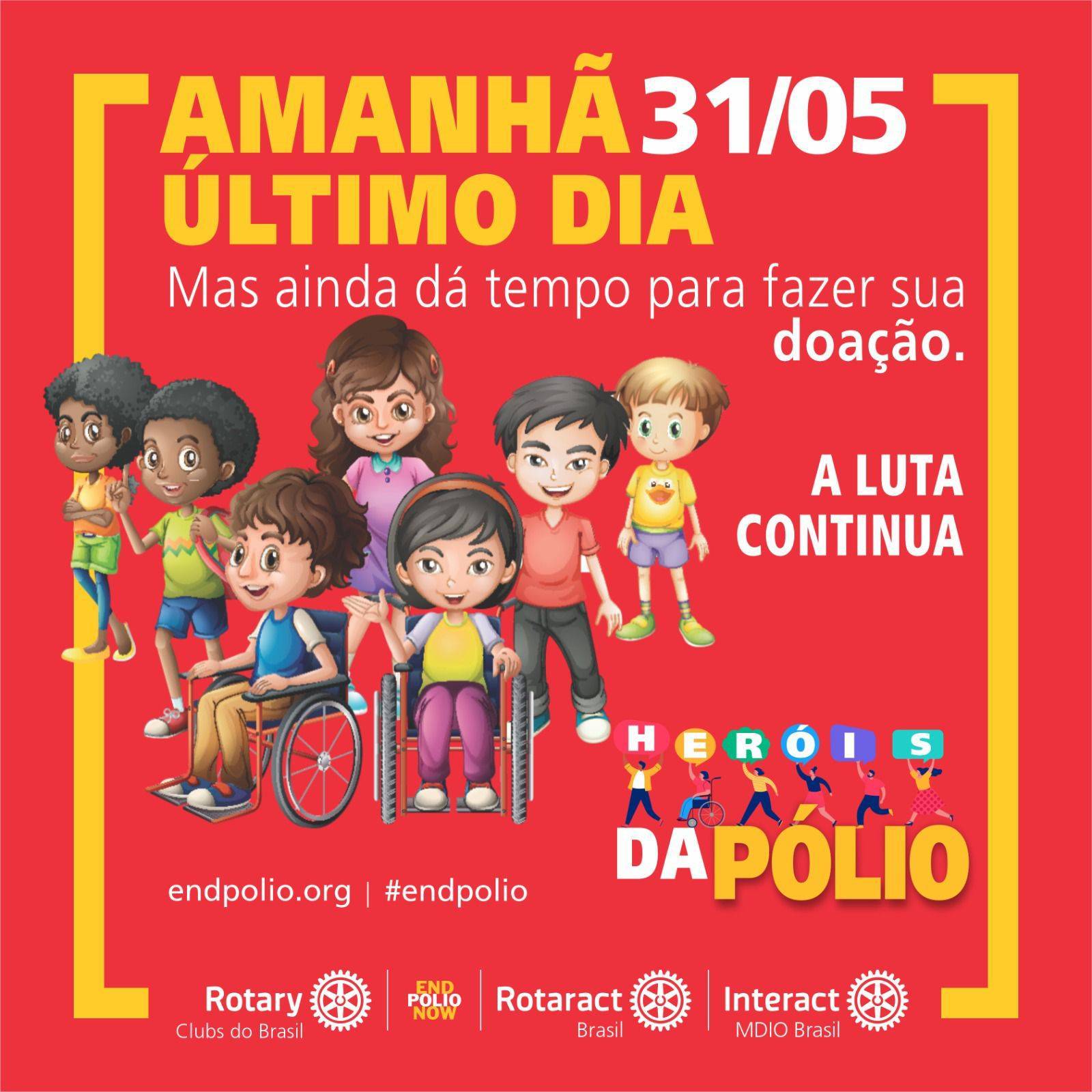 Chamada para doações para End Polio.