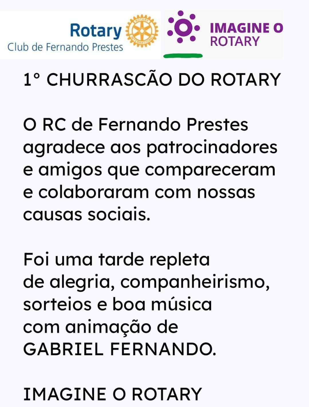 1º Churrascão do Rotary Club de Fernando Prestes.