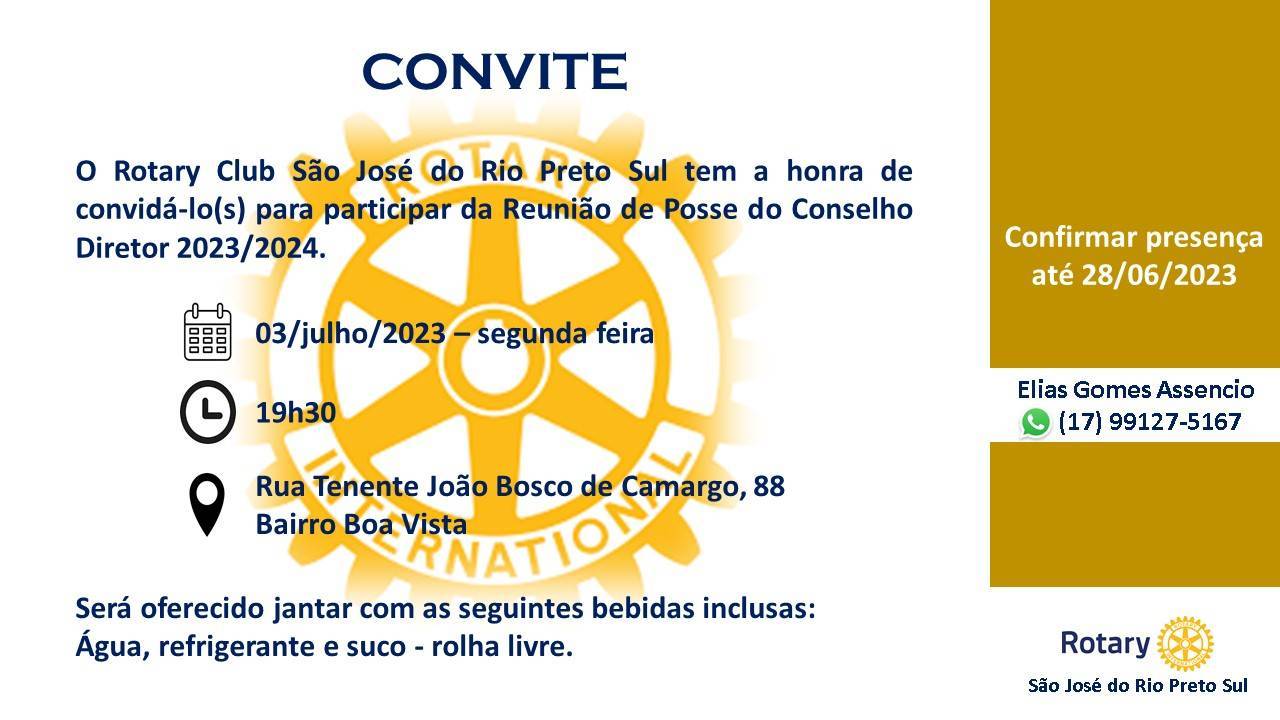 Transmissão de Posse do Conselho Diretor - Rotary Club de SJRP Sul.