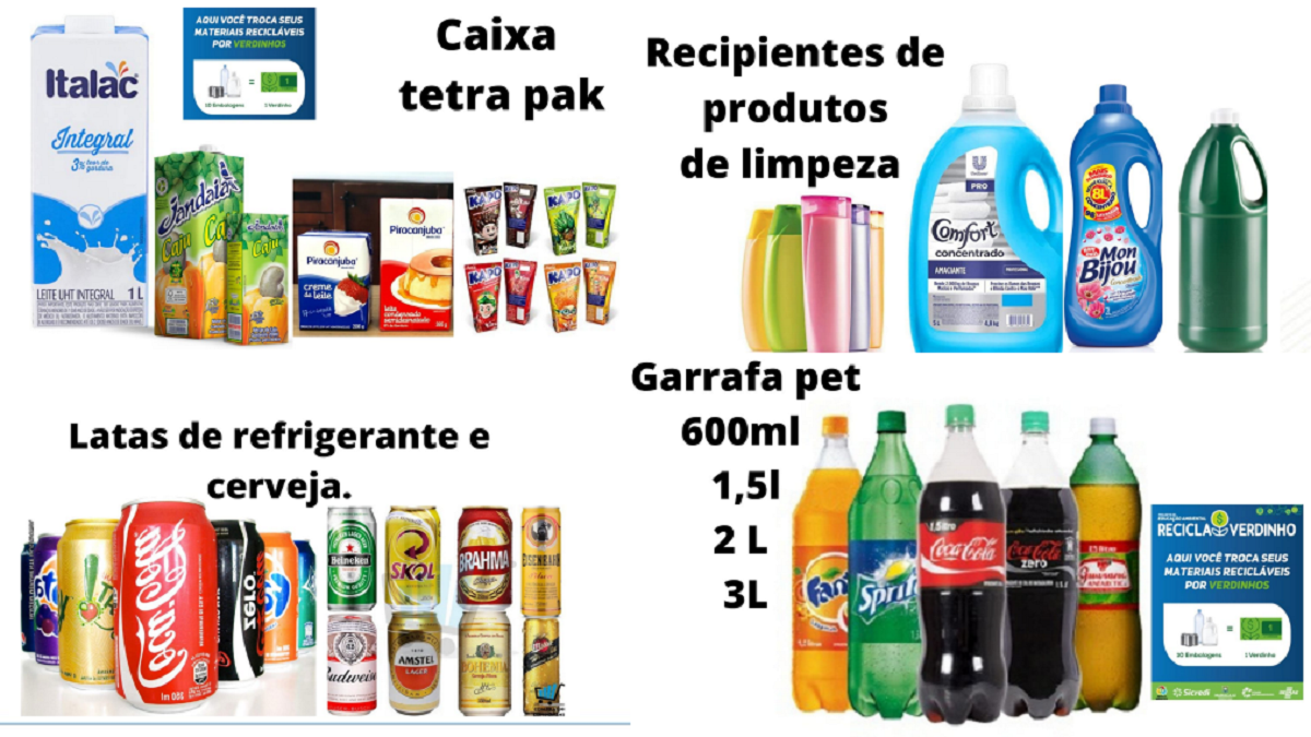 Materiais que serão recolhidos pelos alunos, moeda de troca para uma alimentação mais saudável (Foto: Divulgação) 