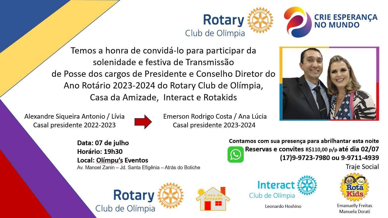 Convite de Posse do Rotary Club de Olímpia