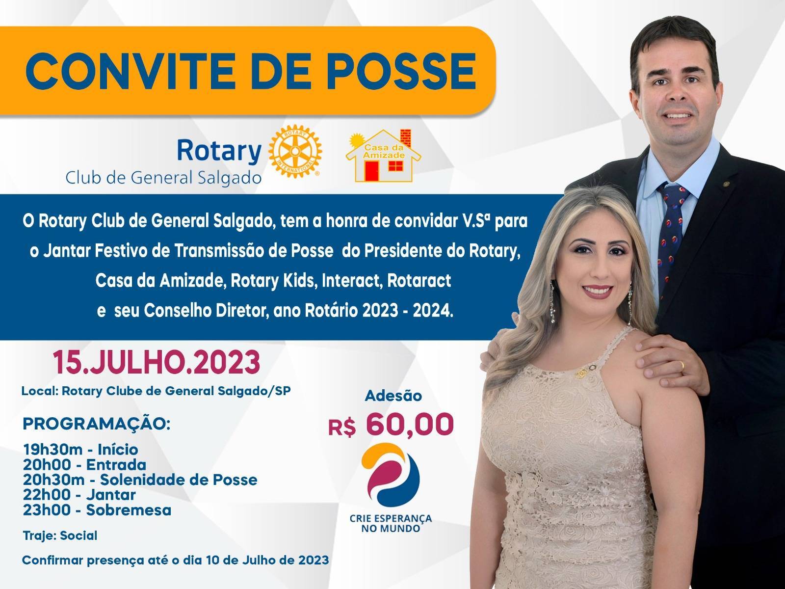 Convite de Posse do Rotary Club de General Salgado