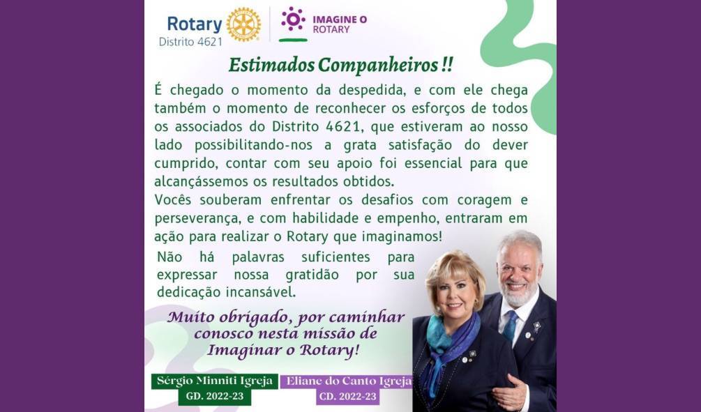 Agradecimentos pelo ano rotário 2022-23