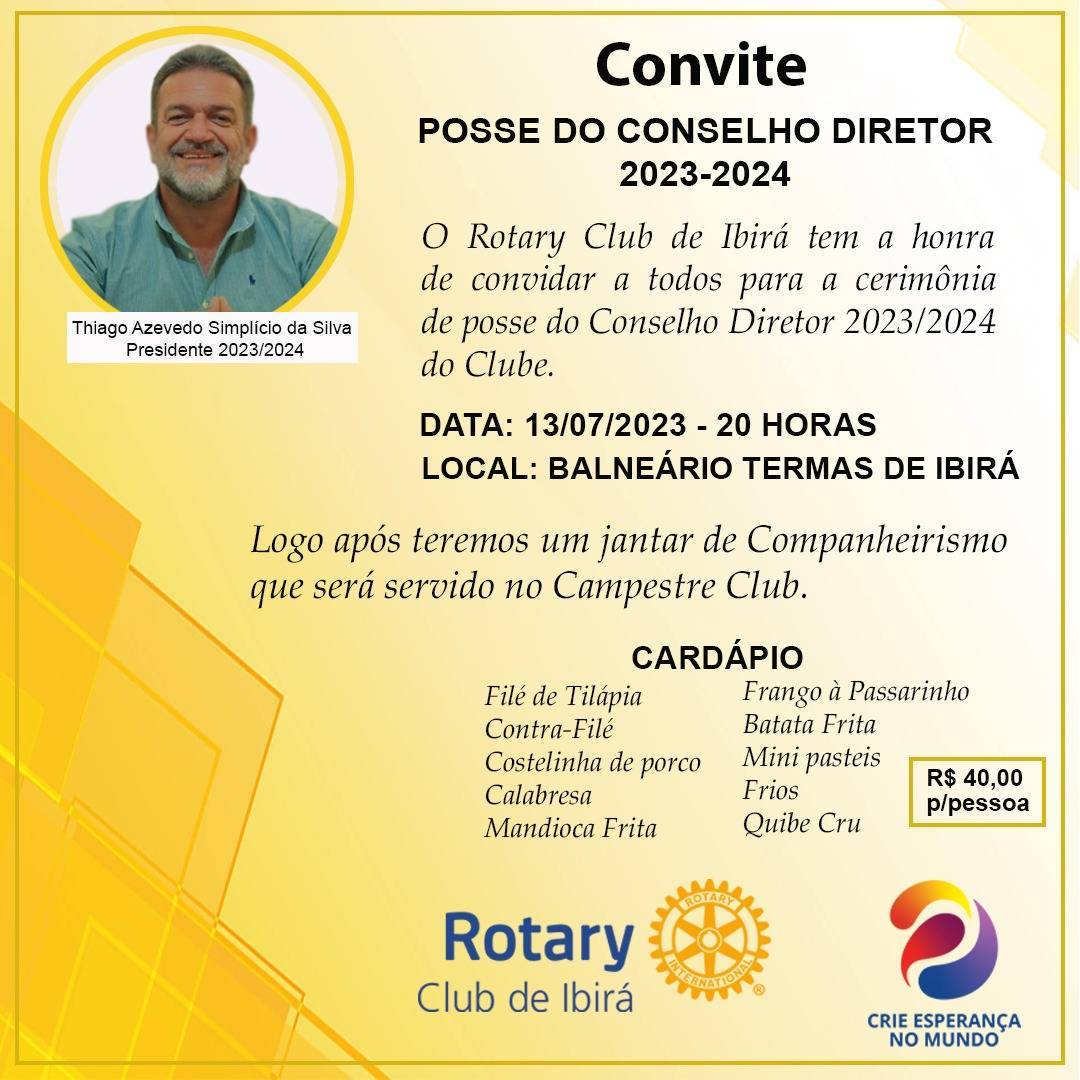 Convite do Rotary Club de Ibirá