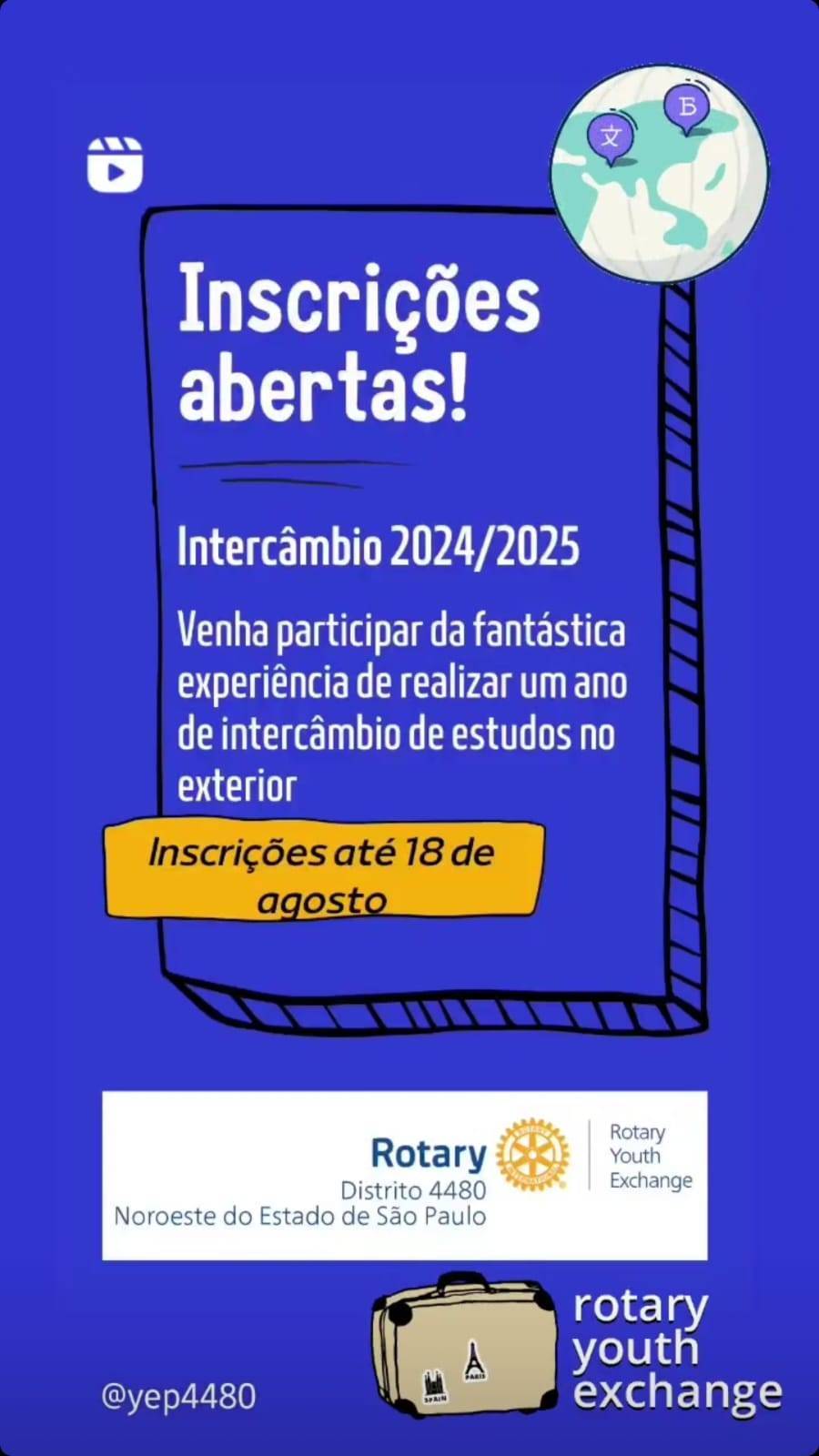 Inscrições de Intercâmbio Abertas