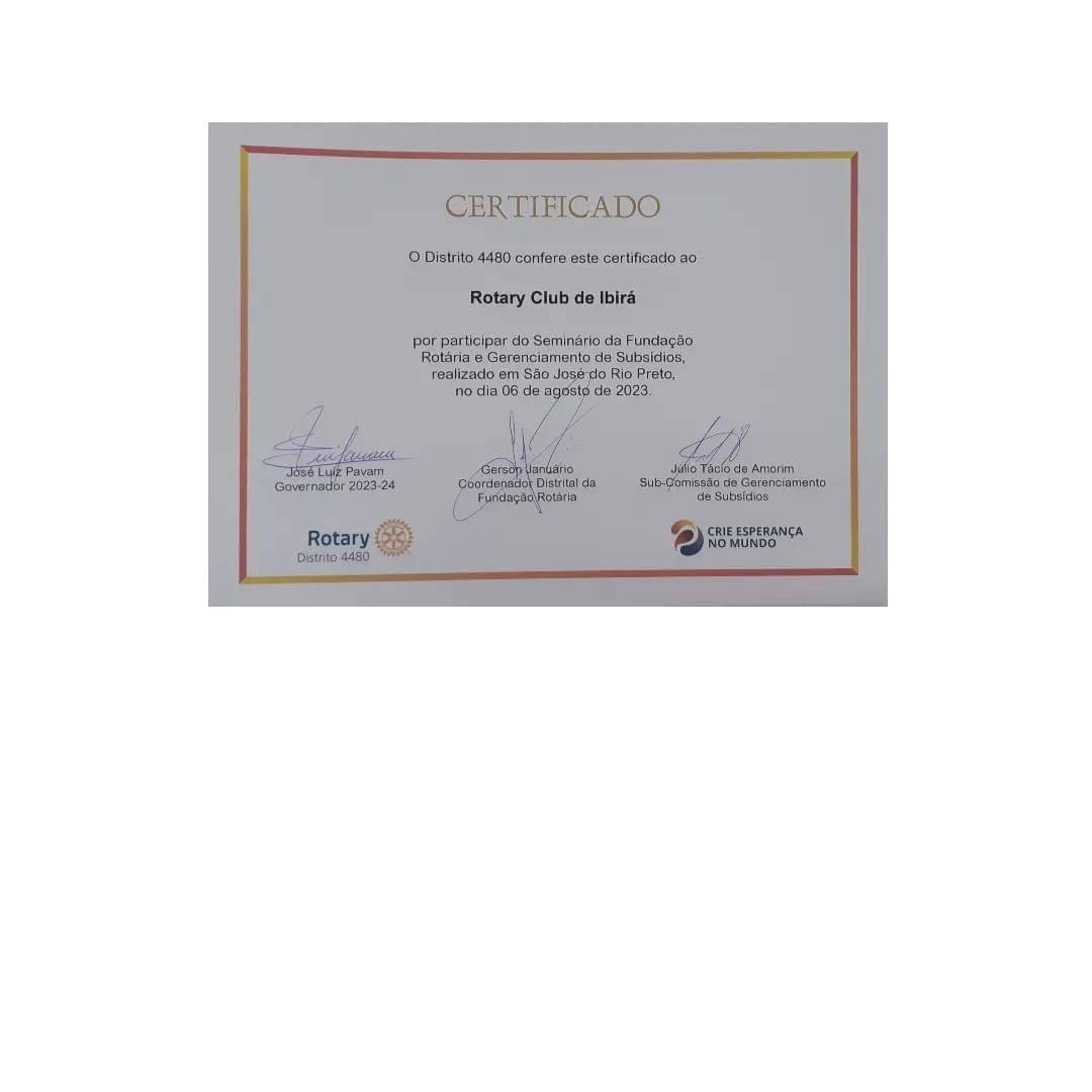 Rotary Club de Ibirá participa do Seminário Distrital da Fundação Rotária 