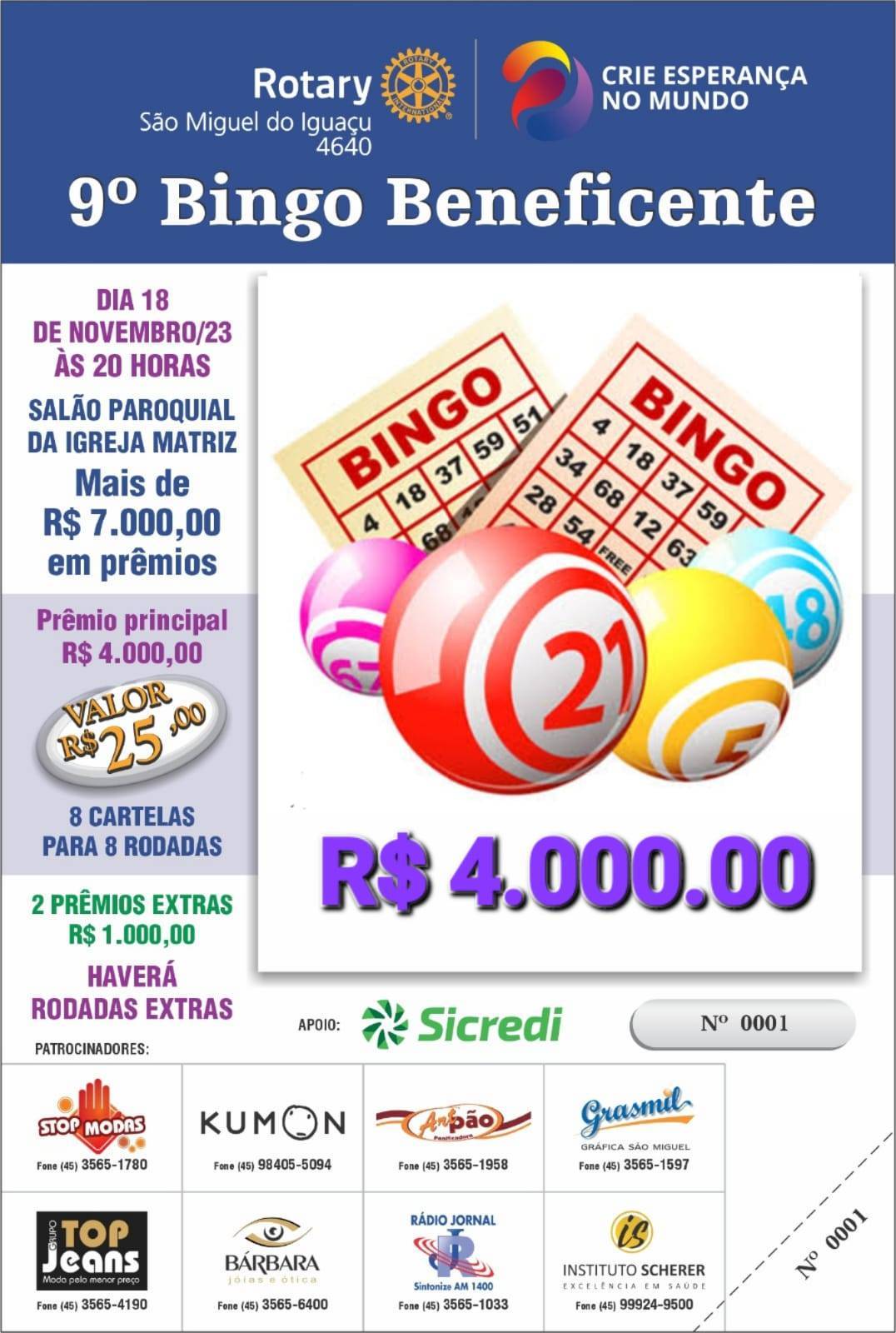 9º Bingo Beneficente do Rotary Club São Miguel do Iguaçu