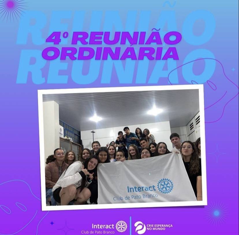Hoje dia 01 de agosto de 2023 aconteceu a quarta reunião ordinária do @icpatobranco da gestão 2023/24 Crie esperança no mundo. Foi uma noite muito animada com uma gincana que nos tirou muitas risadas 🥰🥰 . . . . . . . . . . . . . . . . #paratodosverem A arte é composta por tons de azul claro e roxo, temos no centro a imagem dos interactianos logo acima está escrito na cor roxa, “4º reunião Ordinária”. Em baixo temos os logos do nosso @icpatobranco e o logo da gestão Crie esperança No mundo.
