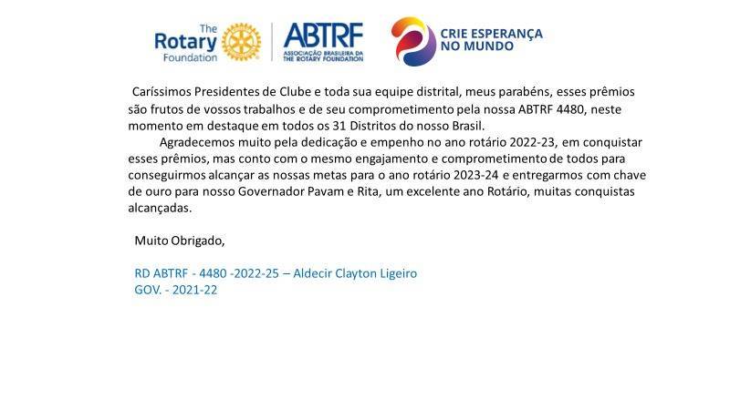 Mensagem Aldecir Clayton Ligeiro Governador - 2021-22