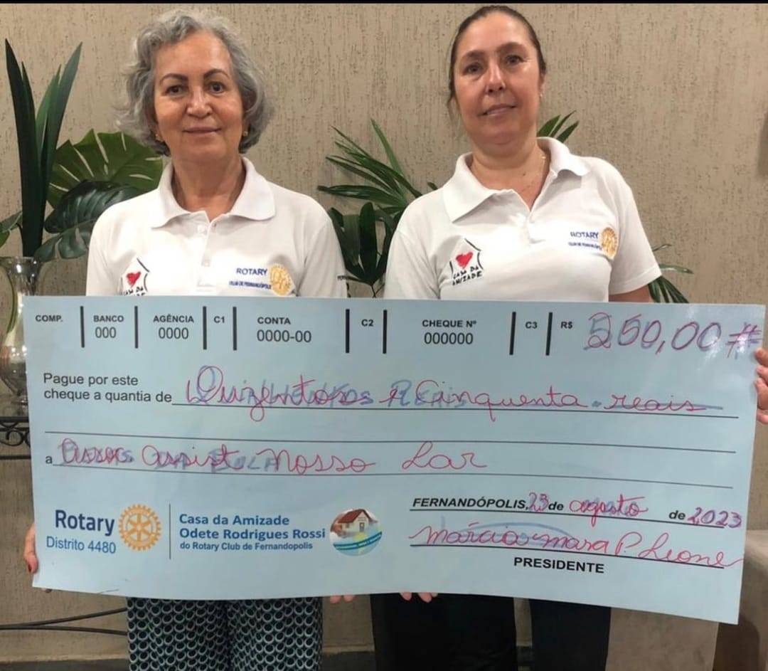 Doação de projeto a Casa da Amizade do Rotary Club de Fernandópolis