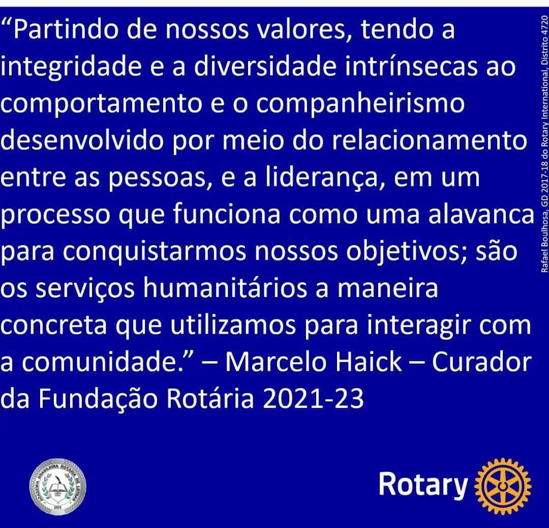Mensagem de Marcelo Haick, curador da Fundação Rotária 21/23