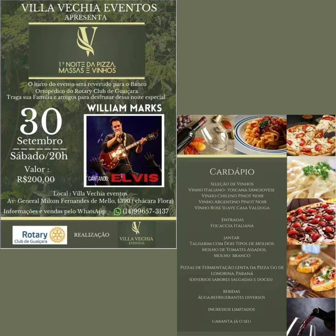 1ª Noite da Pizza, Massas e Vinhos