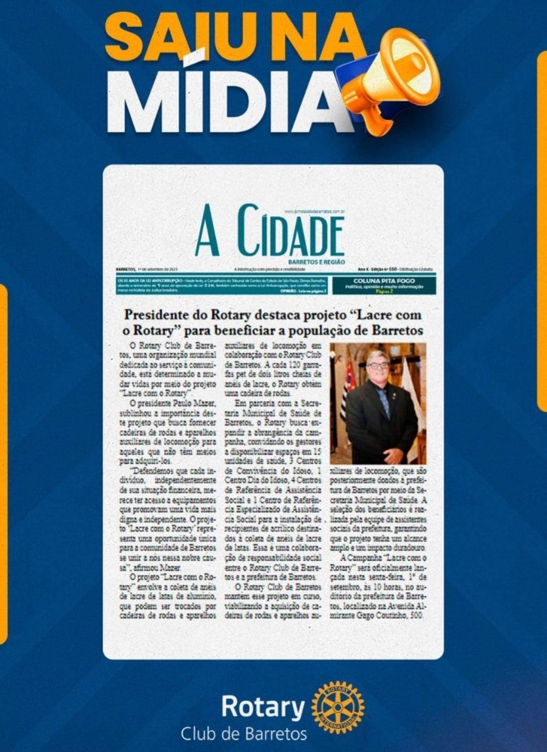 Destaque, Projeto "lacre com o Rotary" visa beneficiar população de Barretos