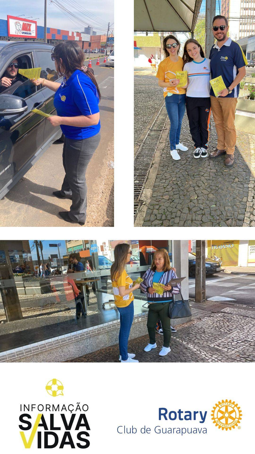 Rotary Club de Guarapuava participou da blitz do projeto informação salva vidas, no dia 12/09 