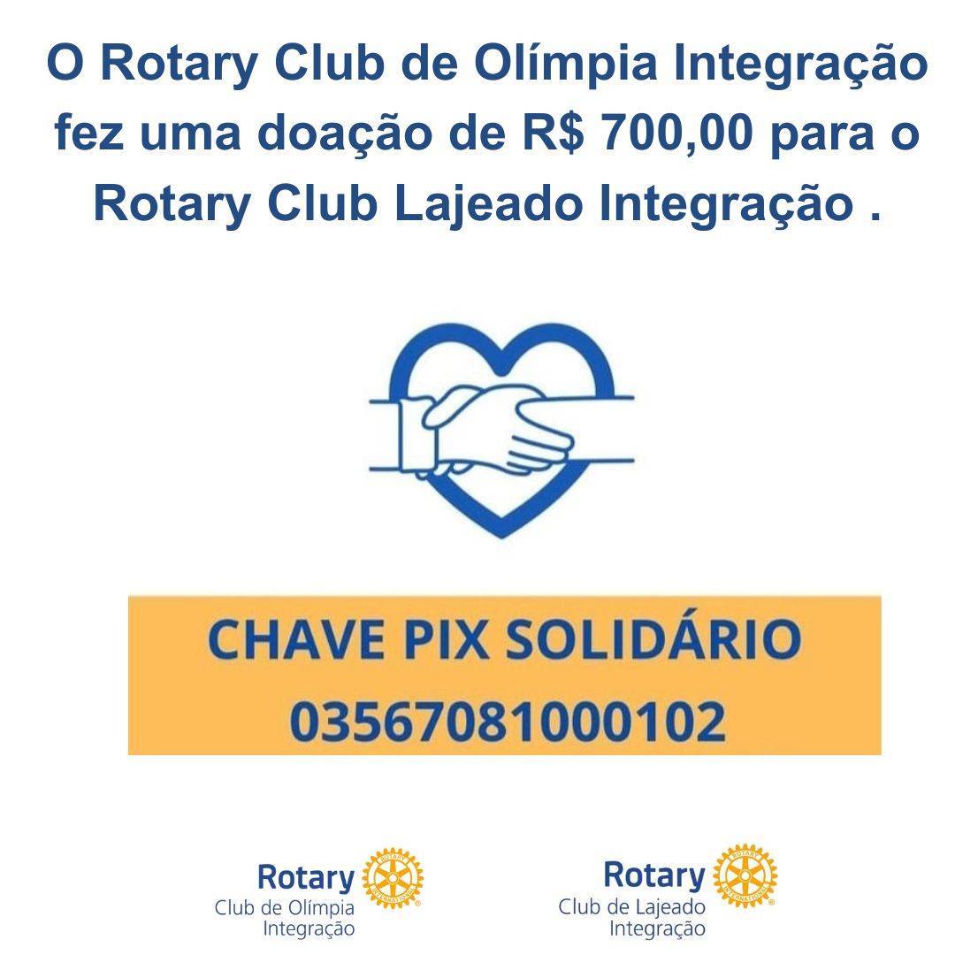 Doação para Rotary Club Lajeado Integração