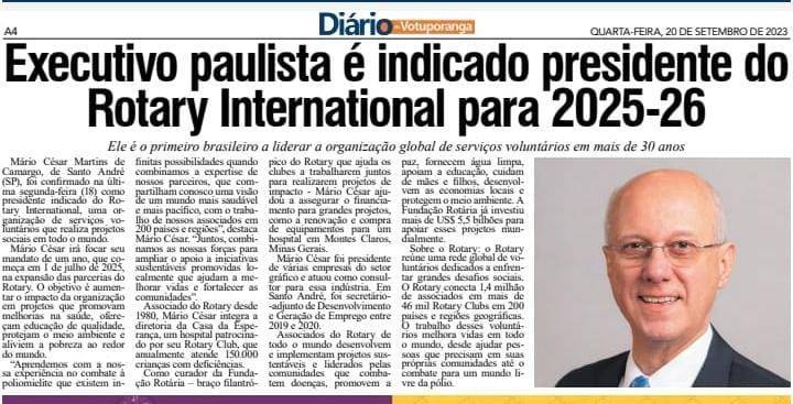 Escolha de novo Presidente do Rotary Internacional