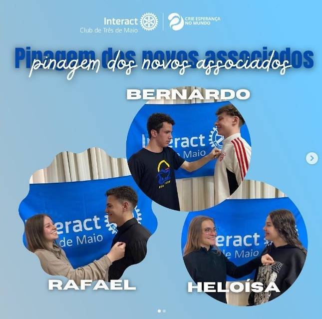Na última reunião recebemos 7 novos associados em nosso clube; @ber.cervi @helo_kotz @rafa_dummel @ssabinoluisa @eduardo_reis8 @leonardokcosta @ale._.bairros sejam bem-vindos 💖  #interact #interactbrasil #crieesperançanomundo #ictm