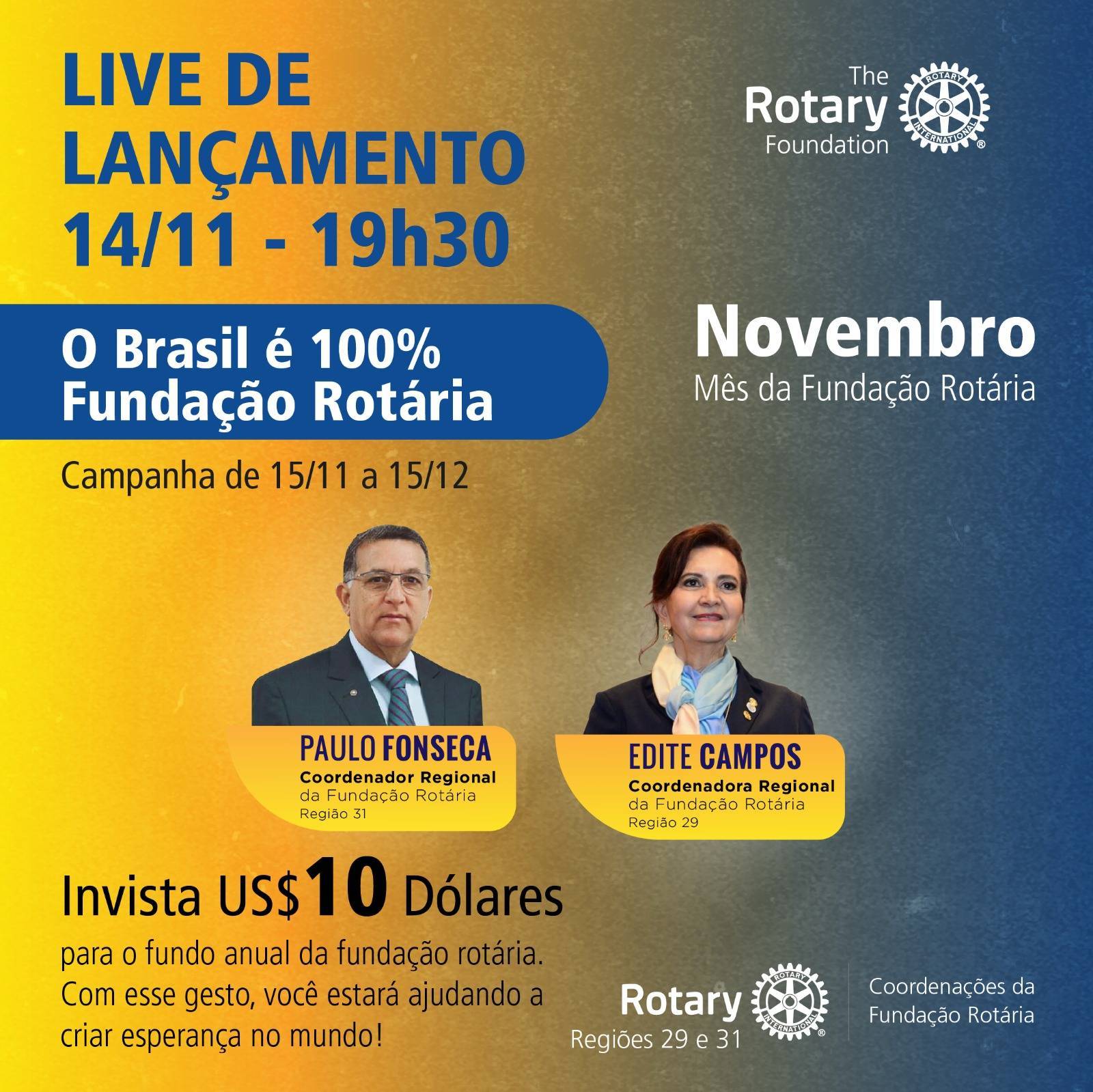 Live o Brasil é 100% Fundação Rotária 