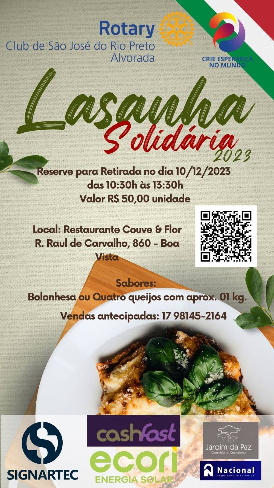 Lasanha Solidária do Rotary Club de São José do Rio Preto - Alvorada