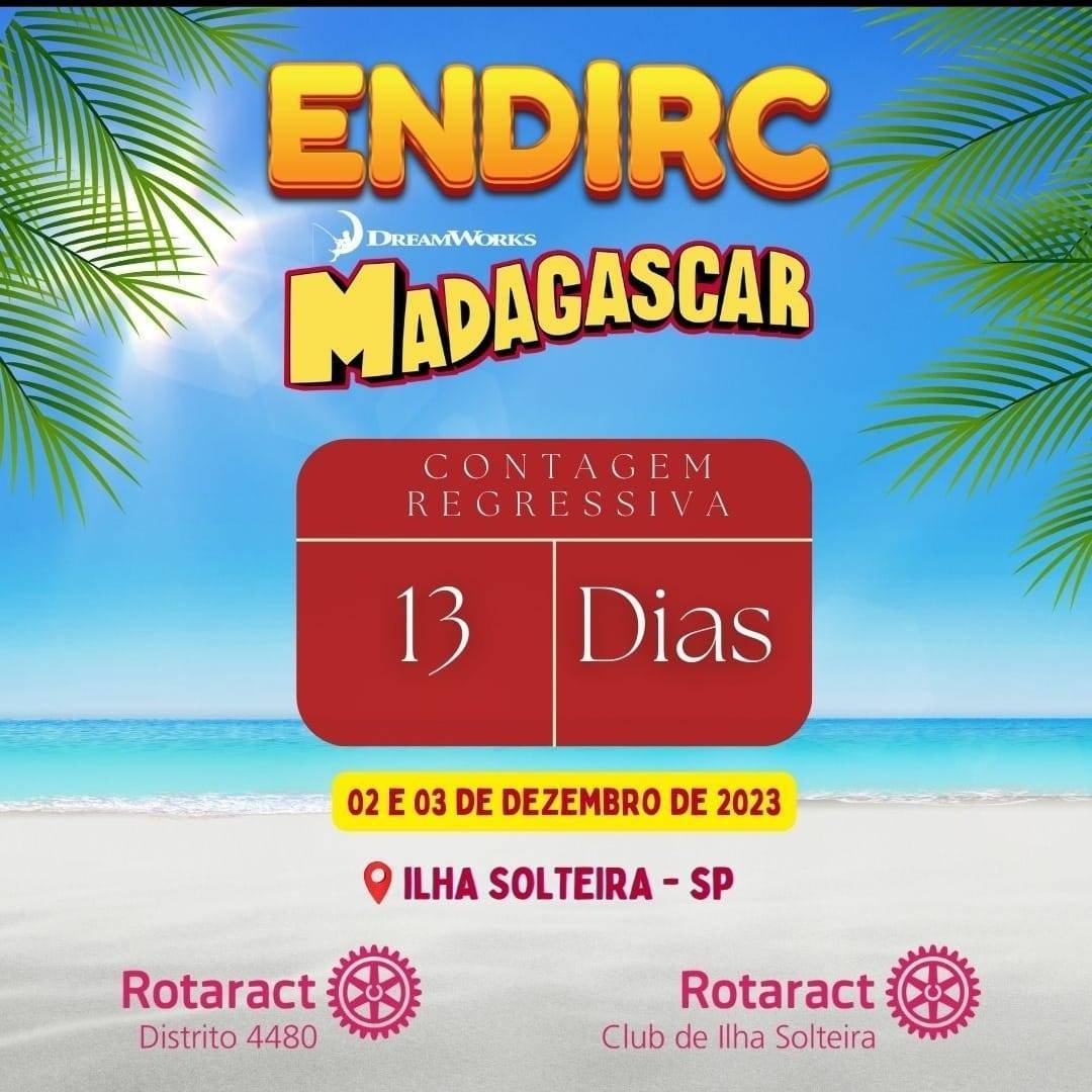 Contagem regressiva para ENDIRC Madagascar - 02 e 03 de dezembro de 2023 em Ilha Solteira