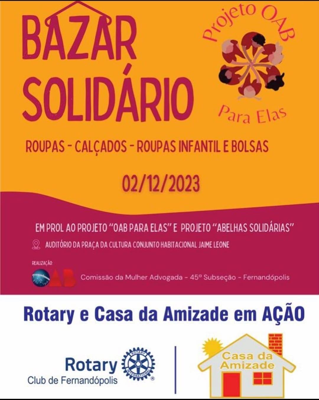 Bazar solidário do Rotary Club de Fernandópolis