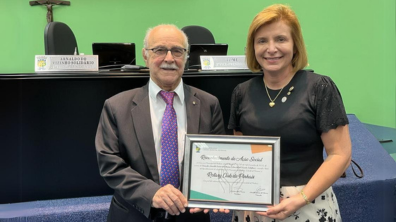 Vice-governador 2023-24 Francisco Borsari Netto e a presidente do Rotary Club de Pinhais Sinara Rosana Favaro de Morais