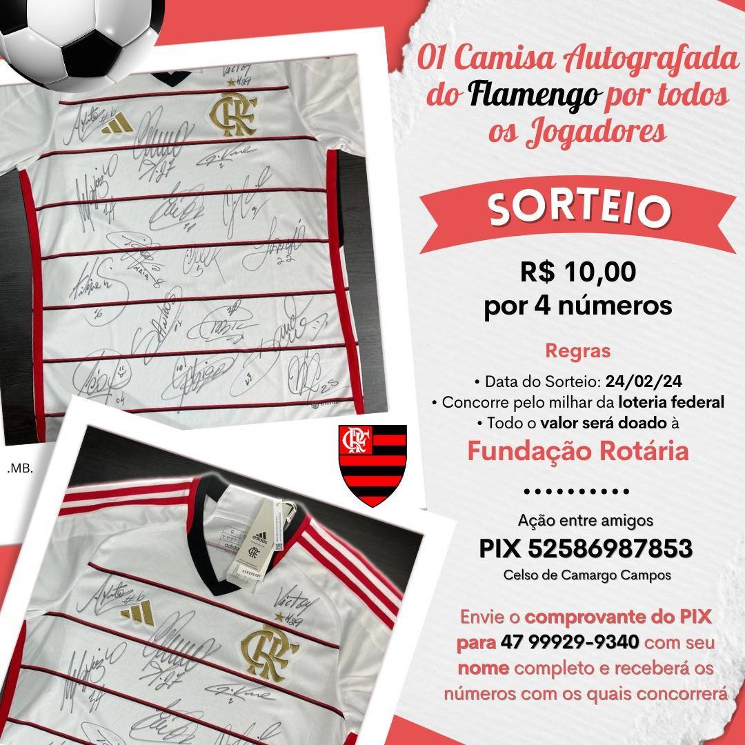 Sorteio de Camisa do Flamengo para Arrecadação para Fundação Rotária 