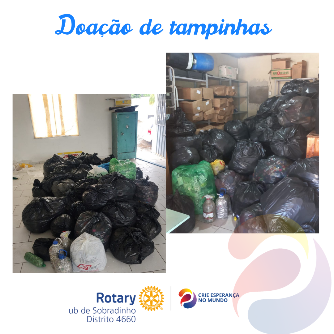 O Rotary Club de Sobradinho agradece a doação de tampinhas feita pelas escolas de Segredo-RS